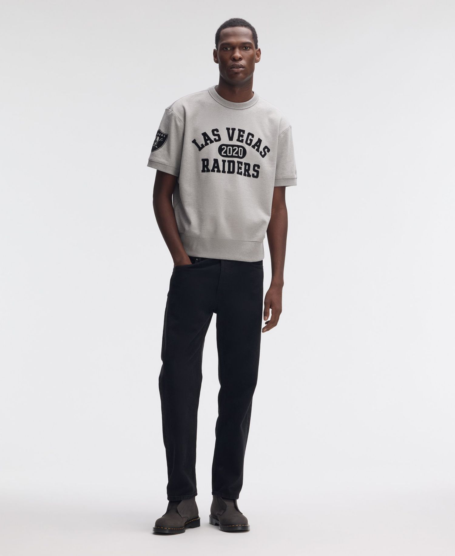 Men's Las Vegas Raiders IconicFleece Short Sleeve Crewneck Sweatshirt