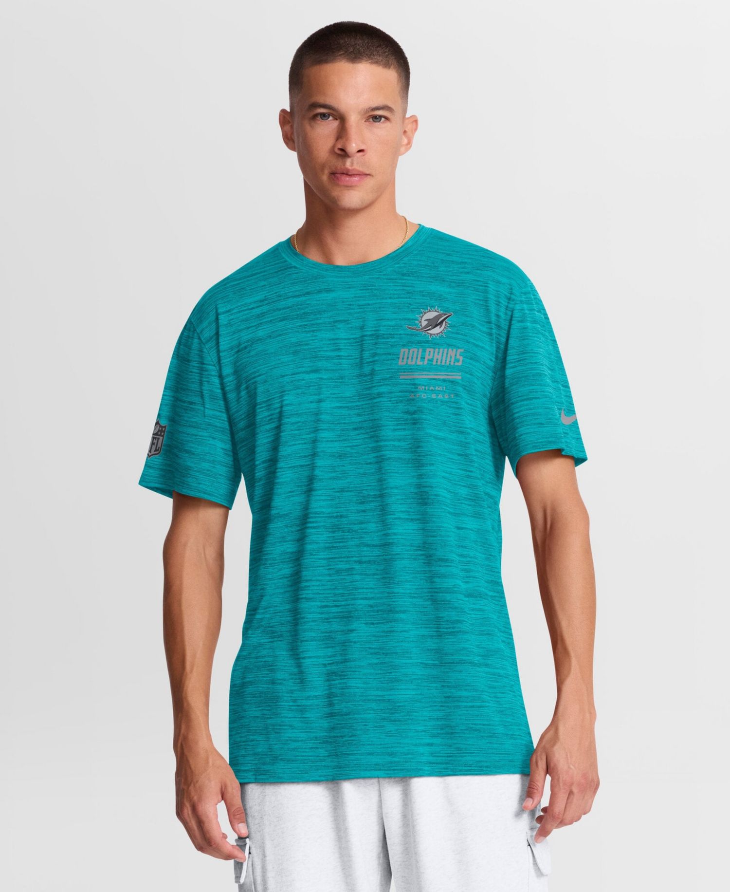Men's Miami Dolphins Velocity Cross-Dyed Pattern T-Shirt