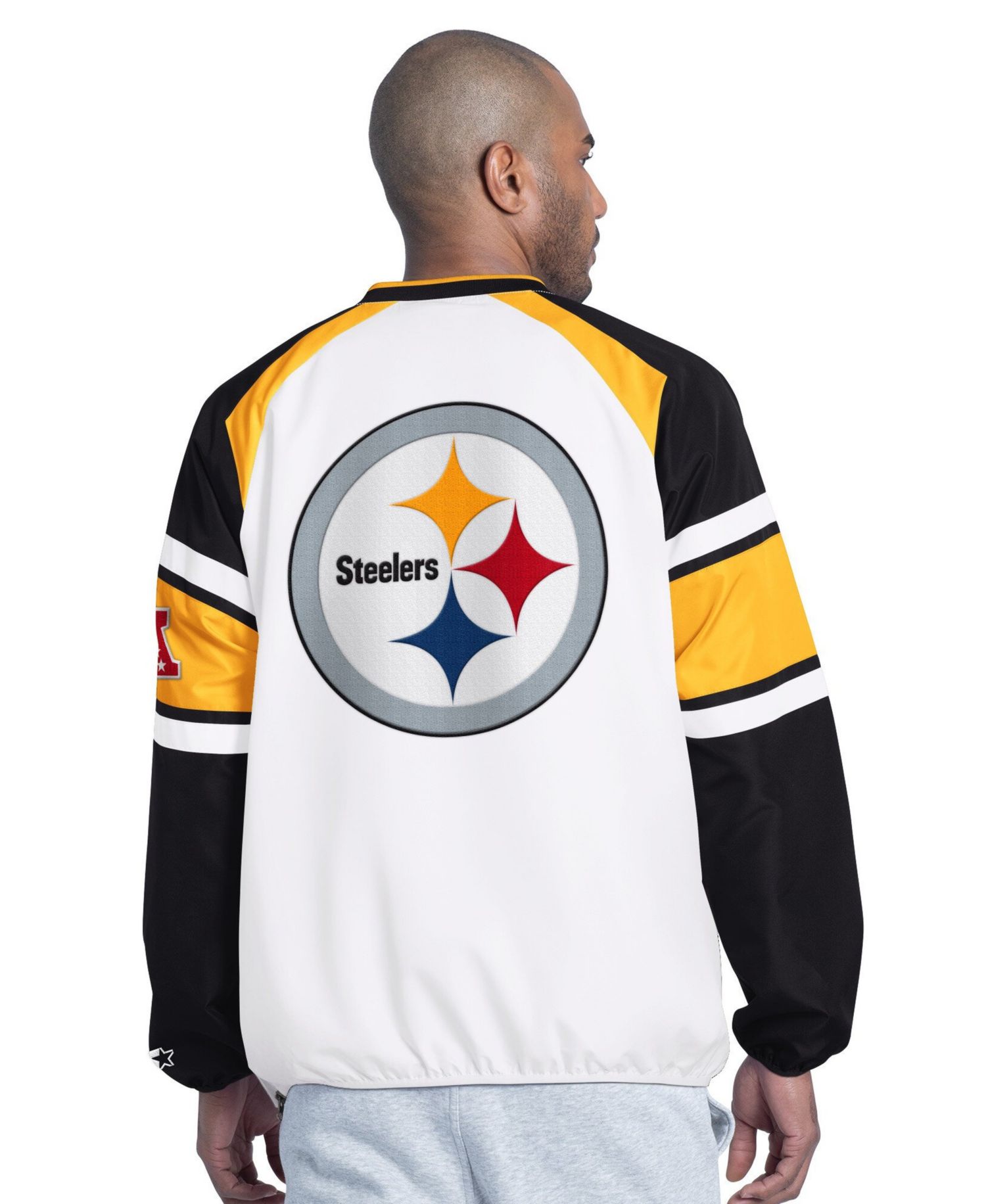 Men's Pittsburgh Steelers Infield Play Raglan-Sleeve V-Neck Sweatshirt