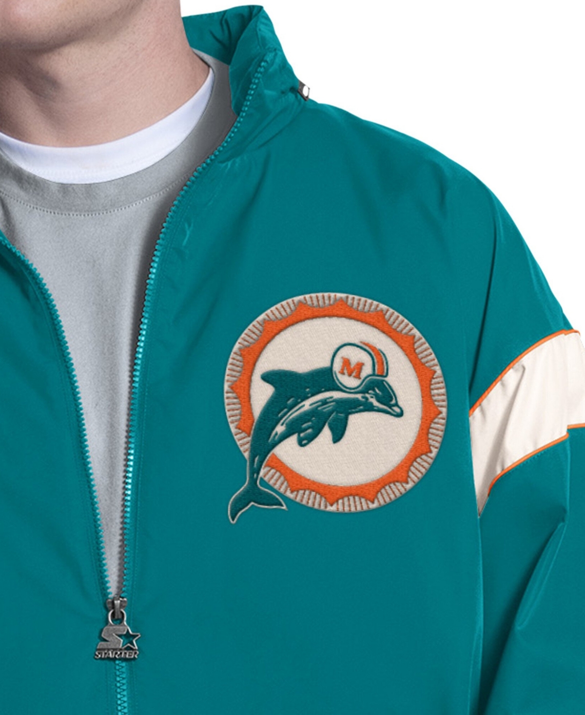 Starter Men's Miami Dolphins The Gust Full-Zip Water-Resistant Hoodie