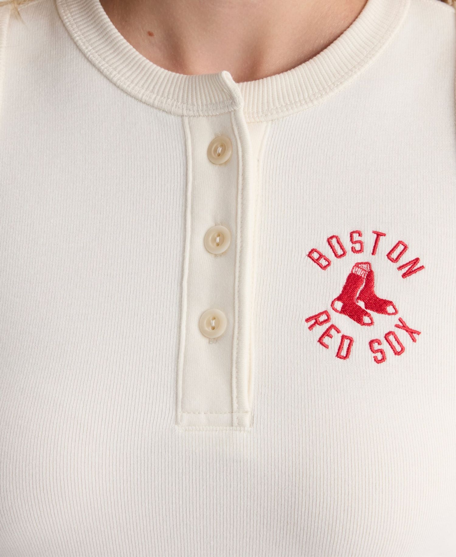 Women's Boston Red Sox Iconic Ribbed Cropped Henley Tank Top