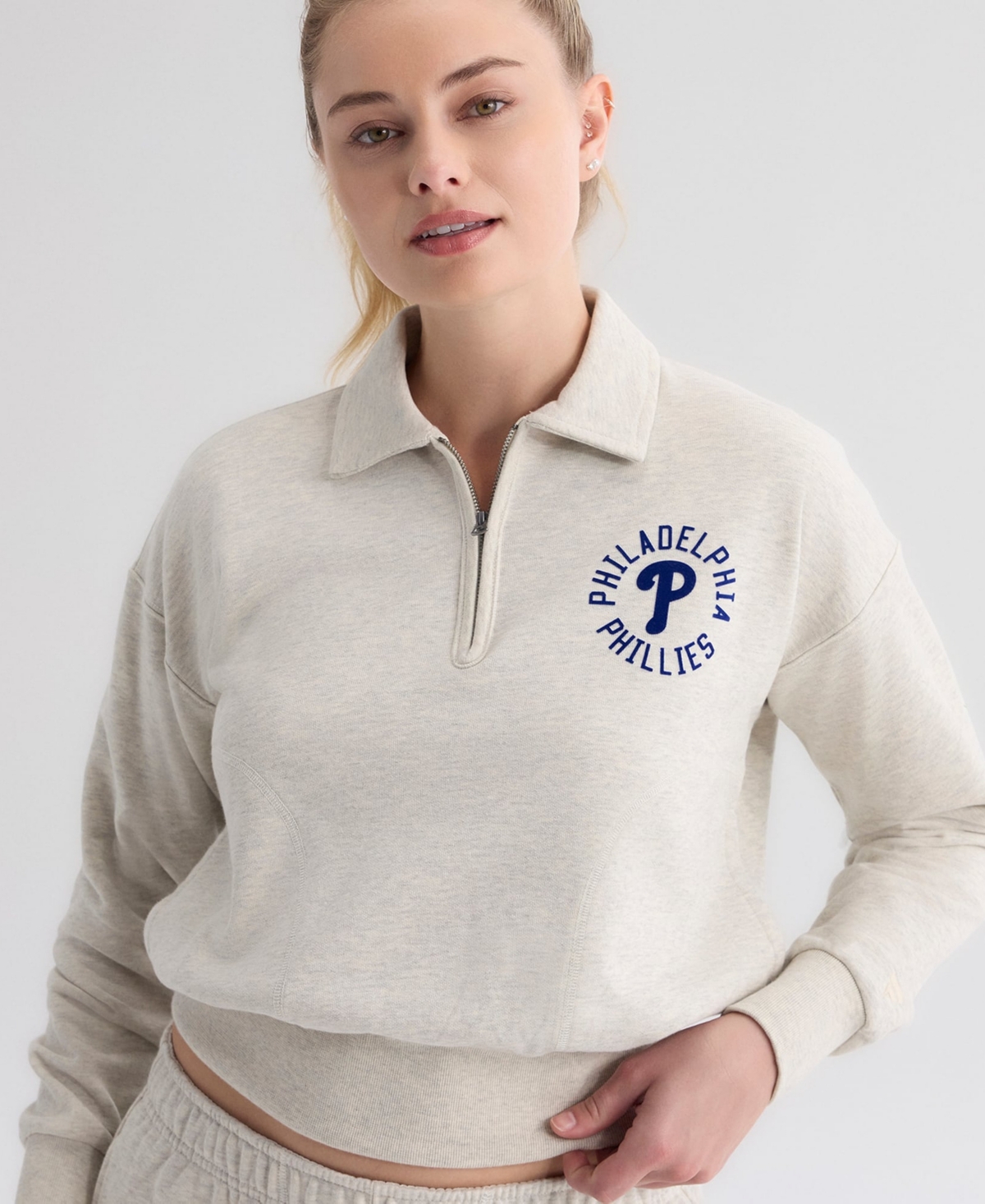 Fanatics Women's Philadelphia Phillies Iconic Cropped Quarter-Zip Sweatshirt