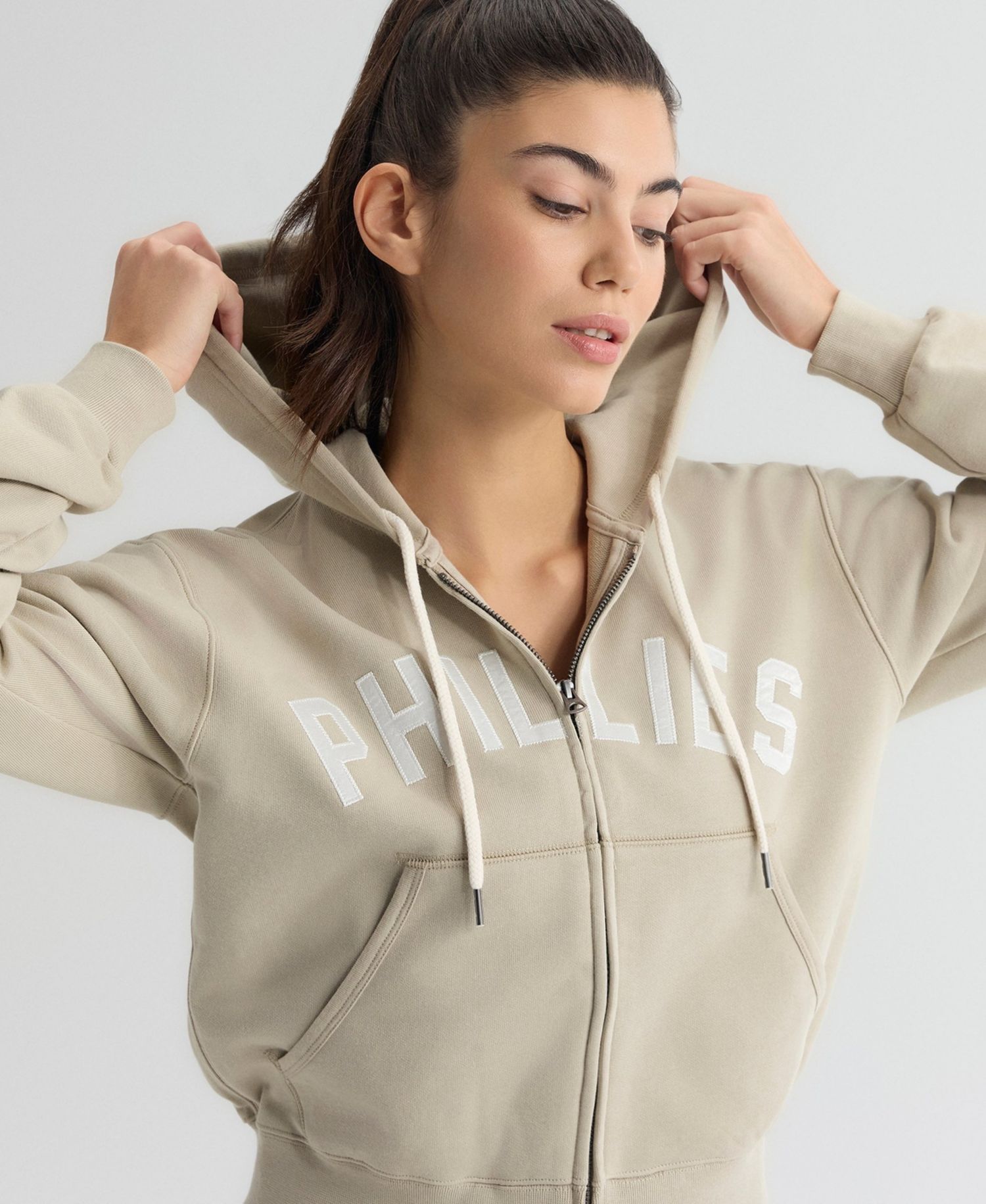 Women's Philadelphia Phillies Iconic Terry Cropped Full-Zip Hoodie
