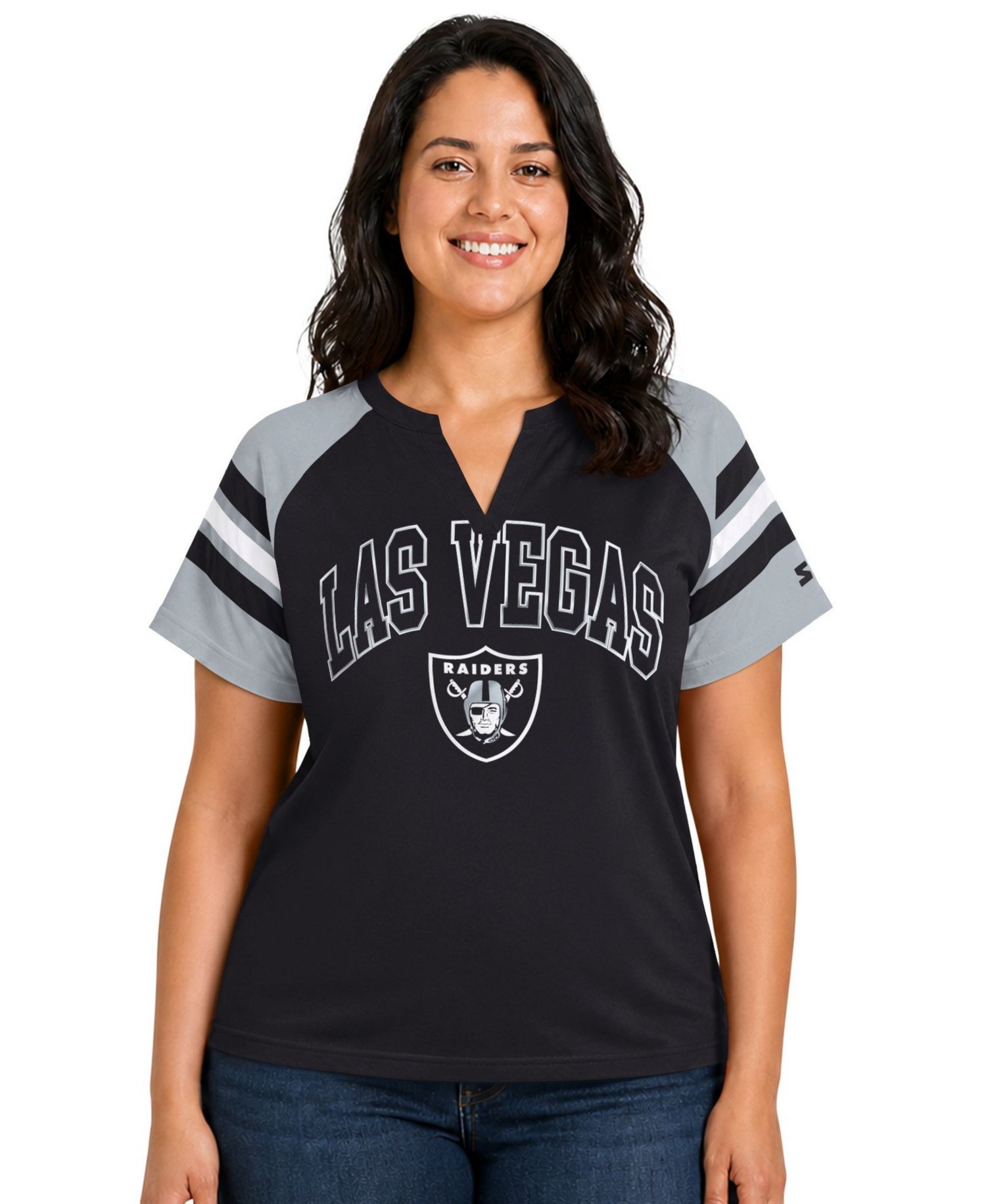 Plus Size Las Vegas Raiders Game On Notch Neck Raglan T-Shirt