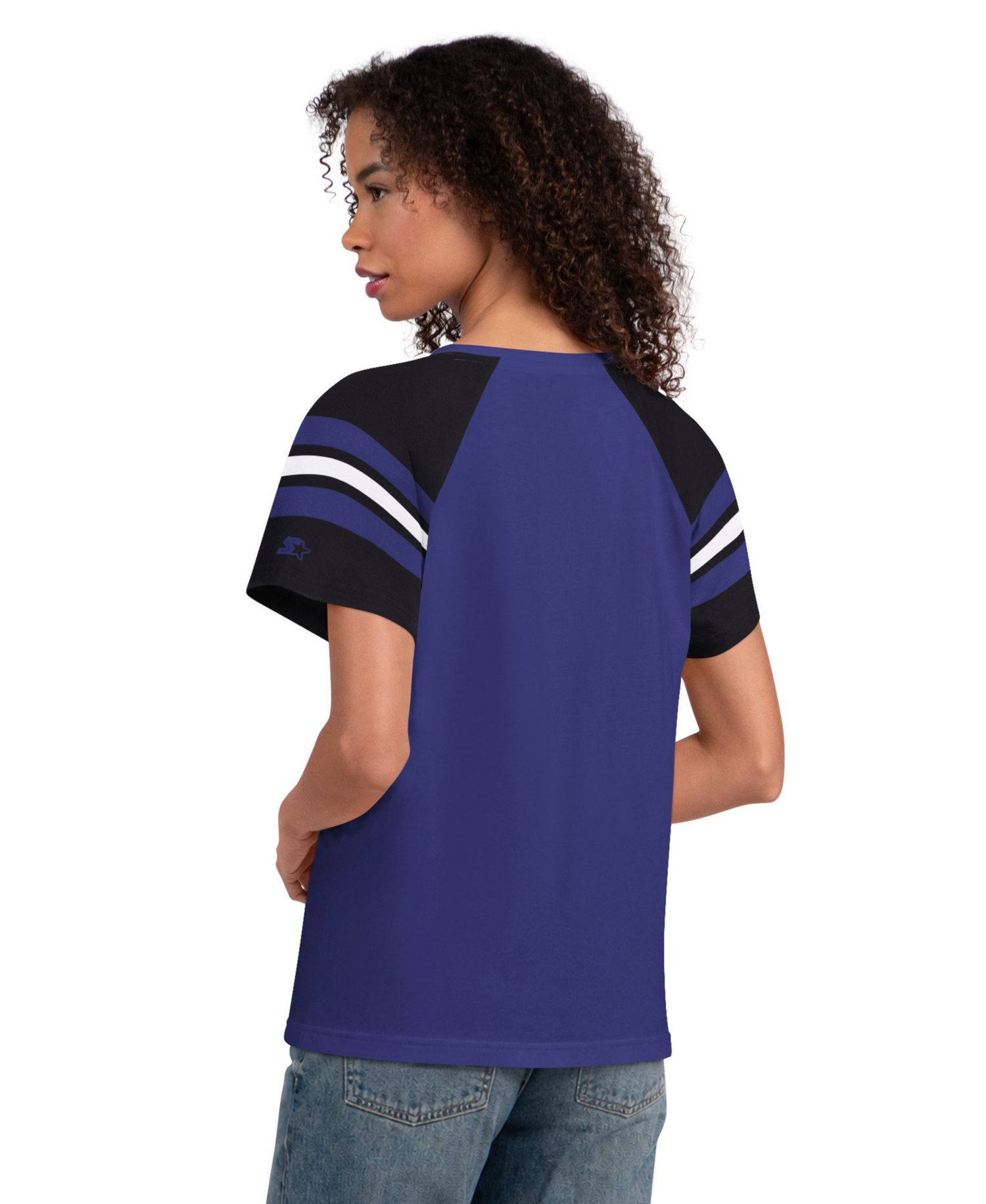 Women's Baltimore Ravens Game On Notch Neck Raglan Sleeves T-Shirt