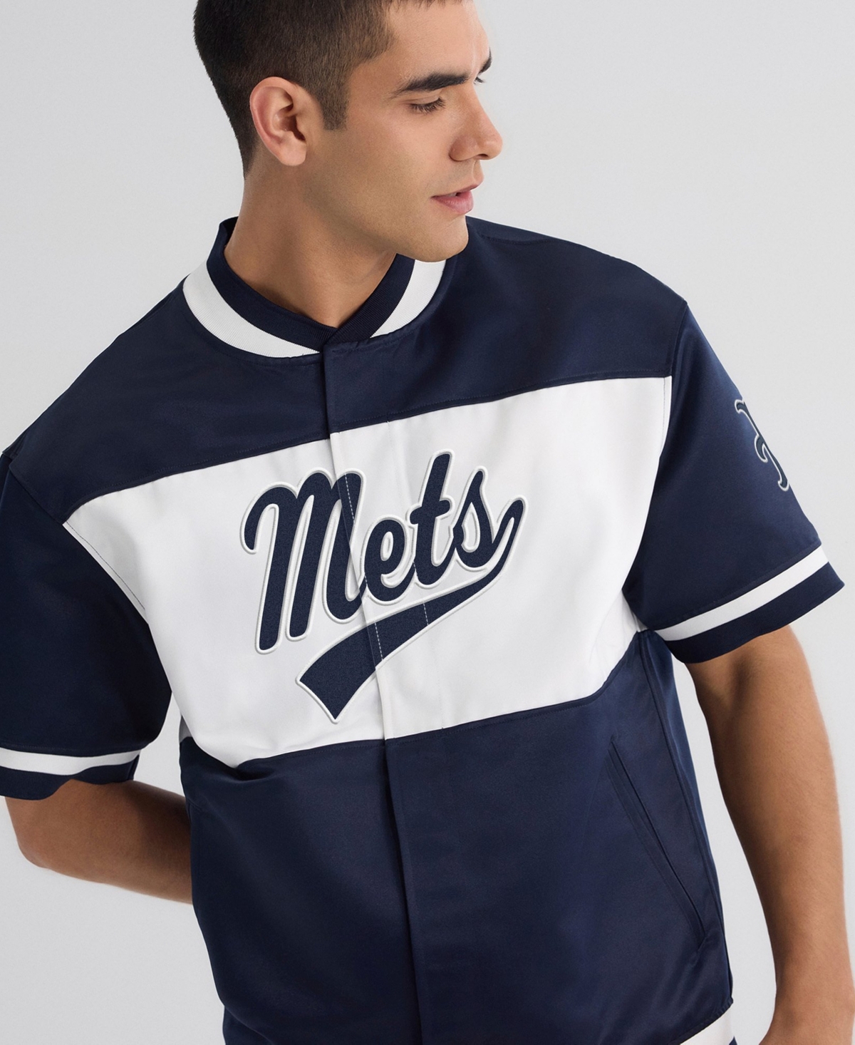 Fanatics Men's Iconic Satin Full-Snap Short-Sleeve Warm-Up Jacket