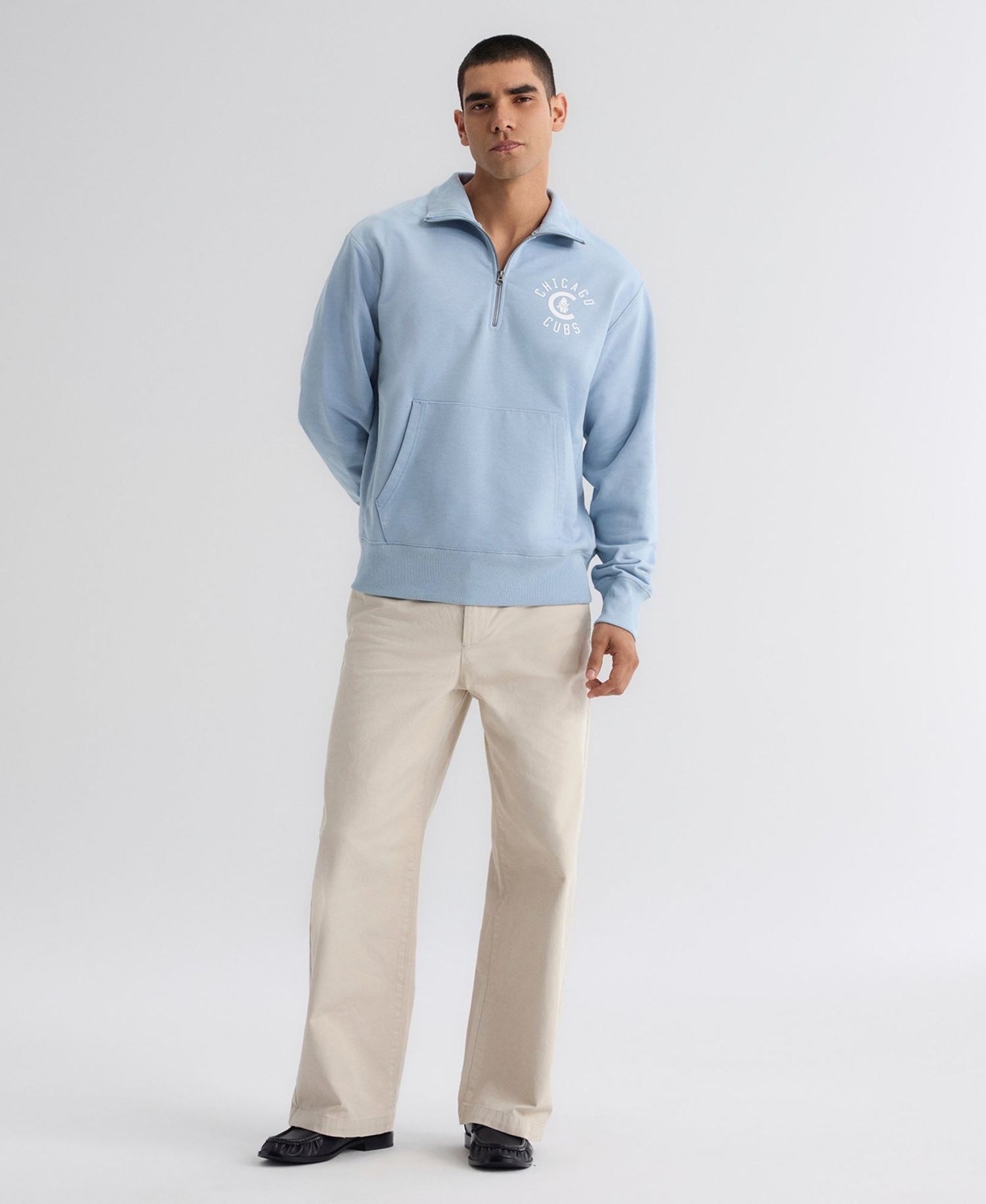 Men's Chicago Cubs Iconic Quarter-Zip Relaxed-Fit Sweatshirt