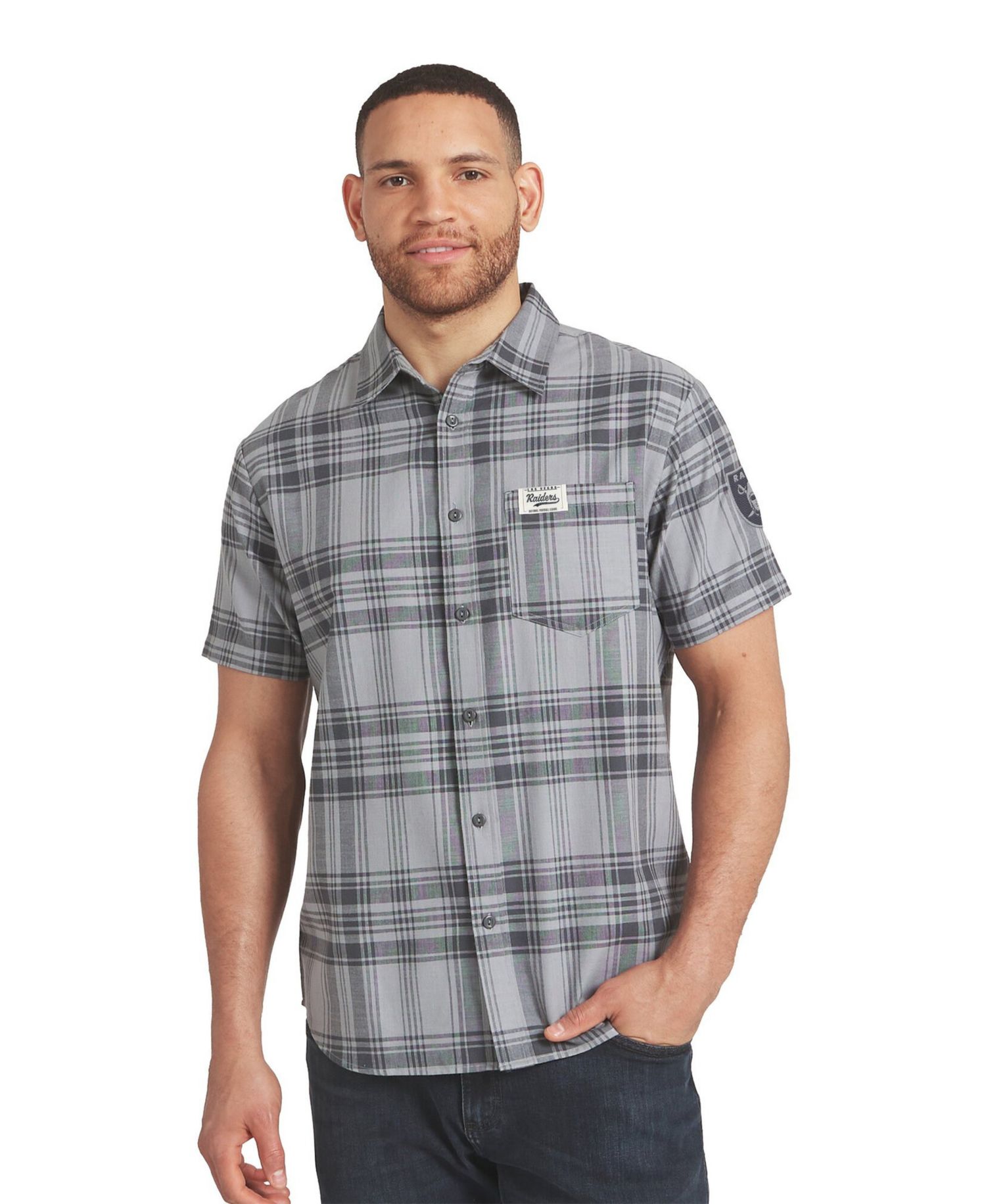 Men's Las Vegas Raiders Plaid Classic-Fit Button-Up Shirt