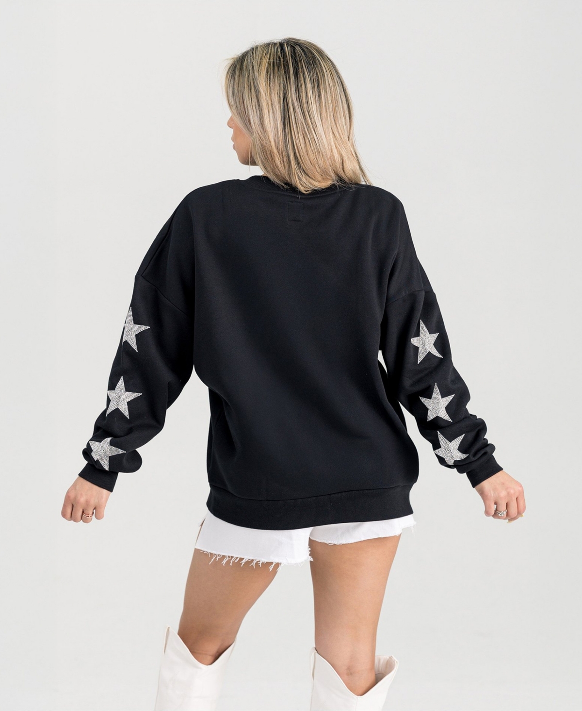 Gameday Couture Women's Chicago Bears Pure Victory Rhine stud Star-Sleeve Dropped-Shoulders Pullover Sweatshirt