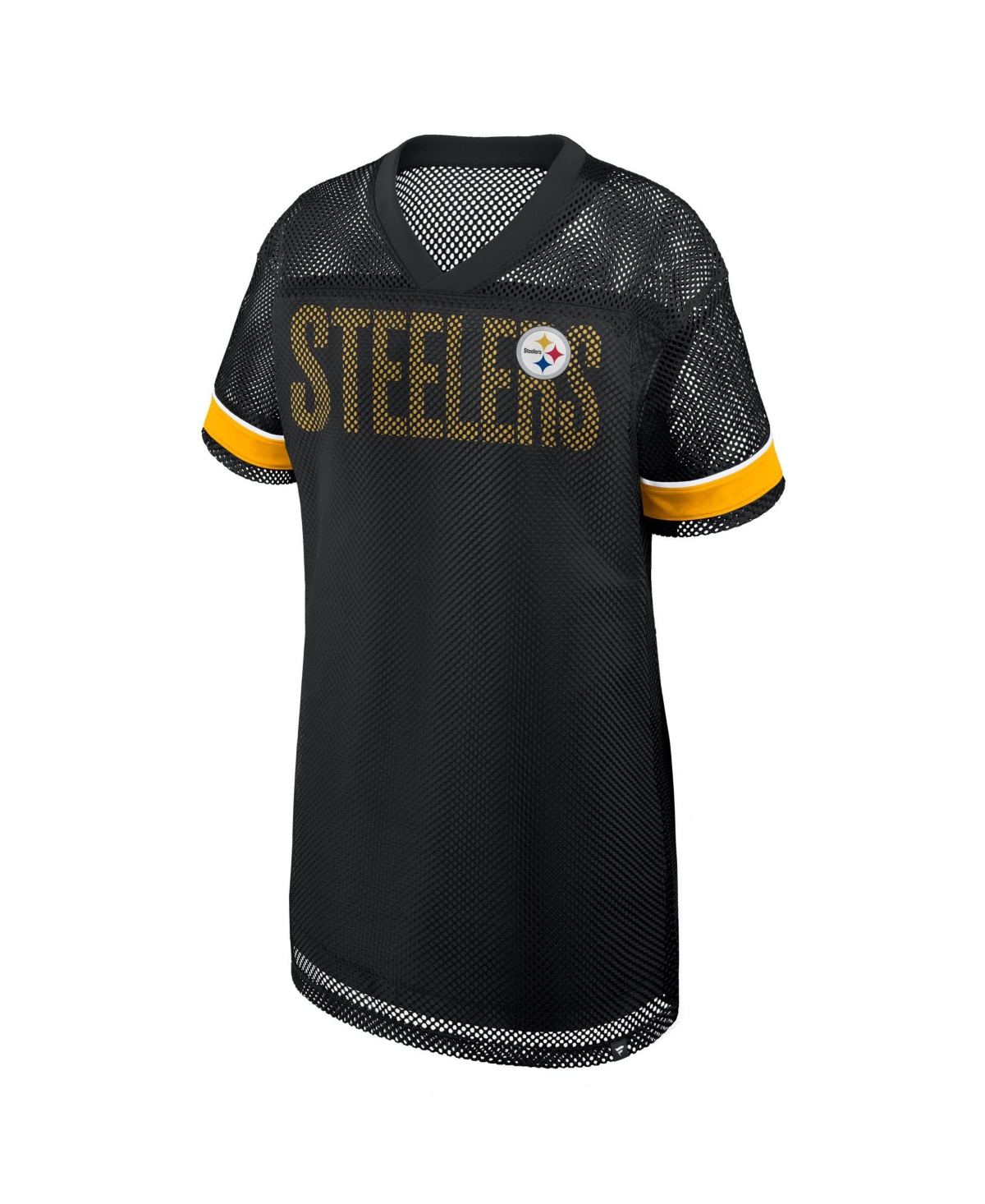 Fanatics Women's Pittsburgh Steelers Team First Deep Route Oversized Mesh V-Neck Dress