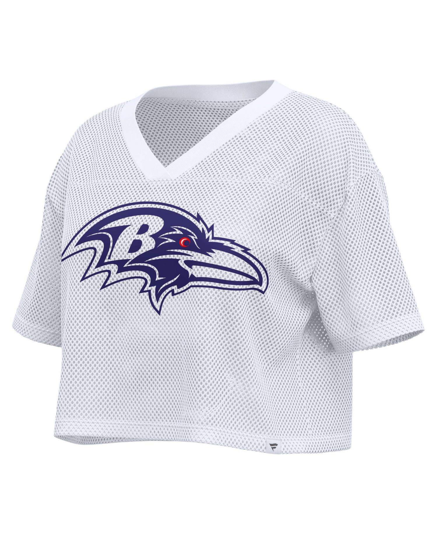 Women's Baltimore Ravens Oversized Cropped Mesh V-Neck Short-Sleeve Top