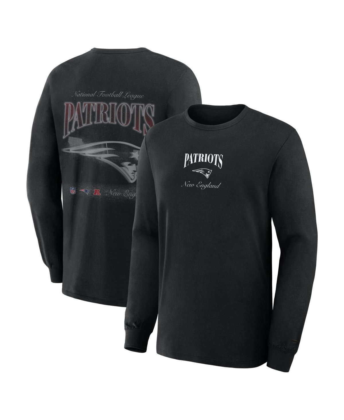 Fanatics Men's New England Patriots Midnight Falls Long-Sleeve Crewneck Classic-Fit T-Shirt - Black