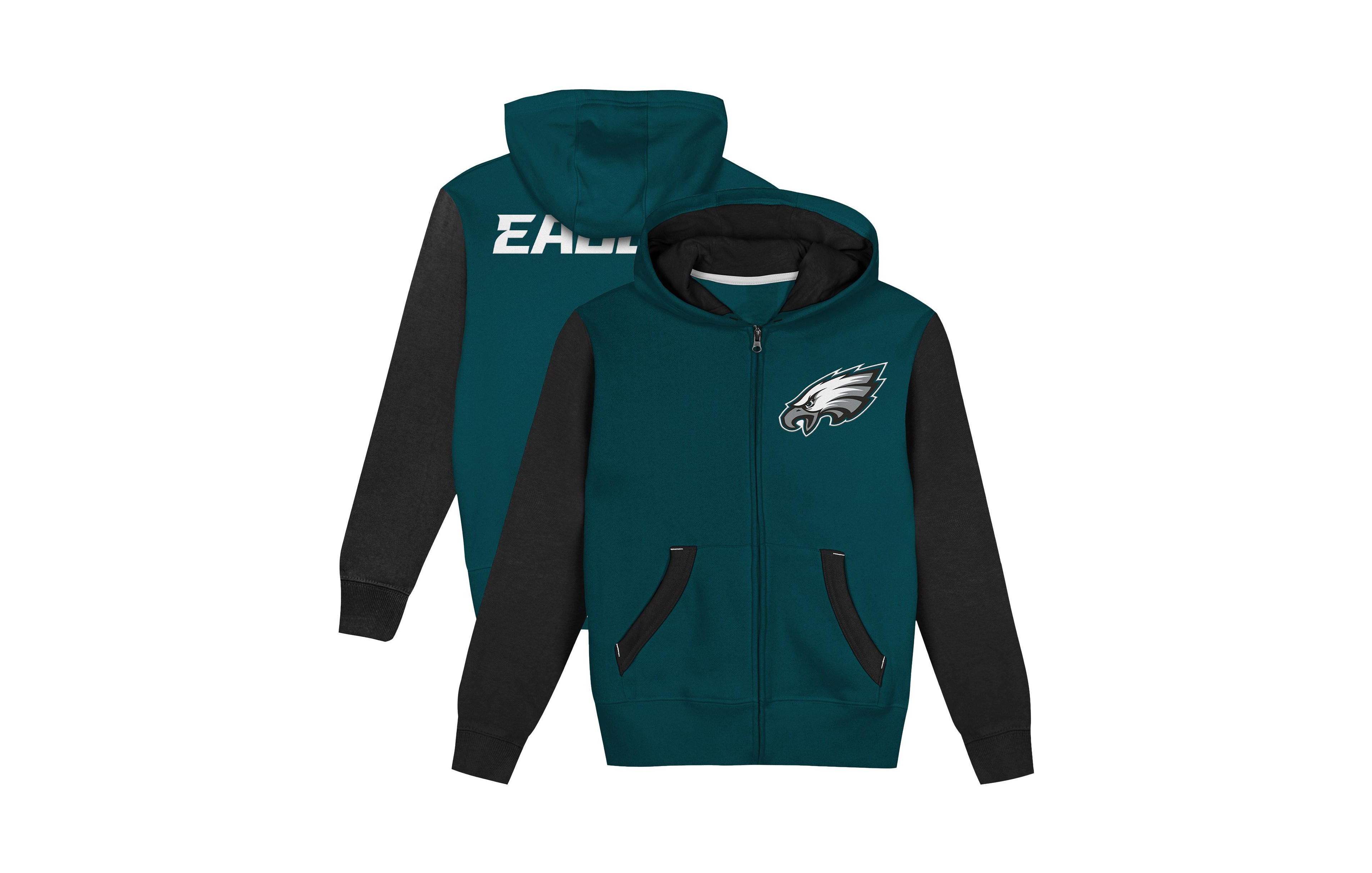 Outerstuff Boys' and Girls' Philadelphia Eagles Stadium Color Block Full-Zip Hoodie