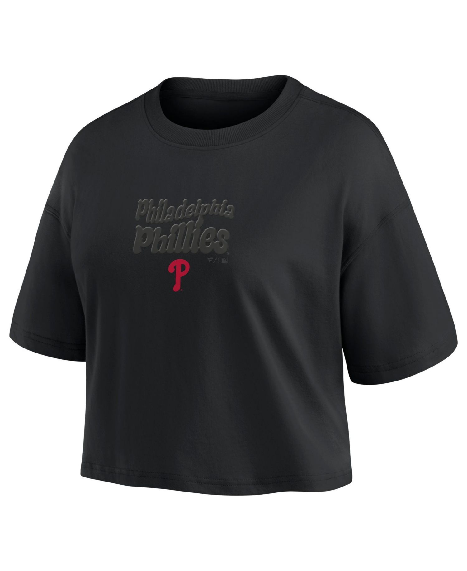Women's Philadelphia Phillies Blackout Wave Cropped Short-Sleeve T-Shirt