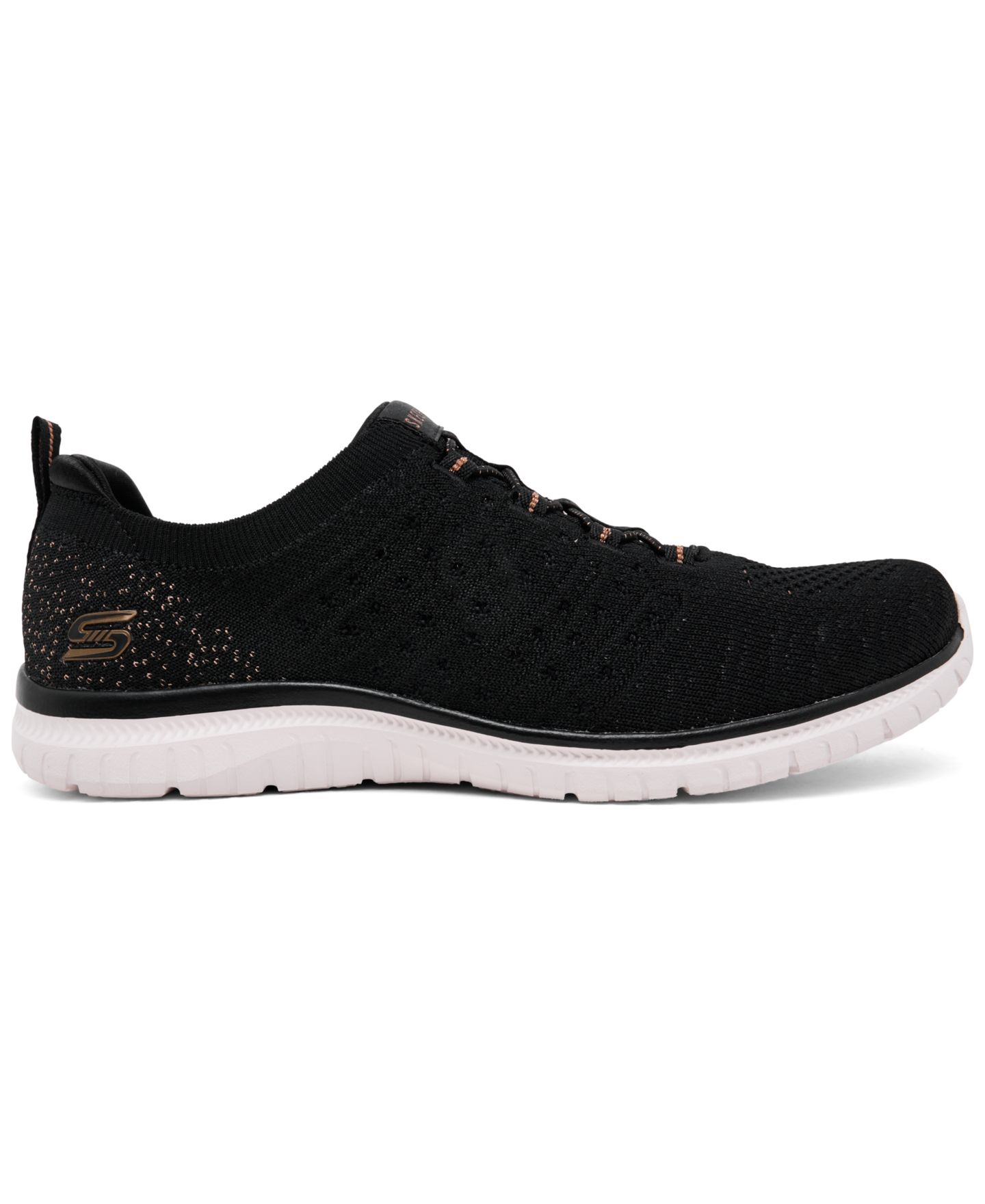 Женские кроссовки Skechers Virtue - Copper Dream Walking Sneakers Wide Width, цвет: Чёрный / Золотой — фото 2
