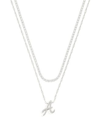 Women's Cubic Zirconia Initial Pendant Necklace, 2-Piece Set