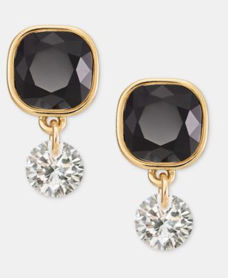 Cubic Zirconia Gold-Tone Drop Stud Earrings