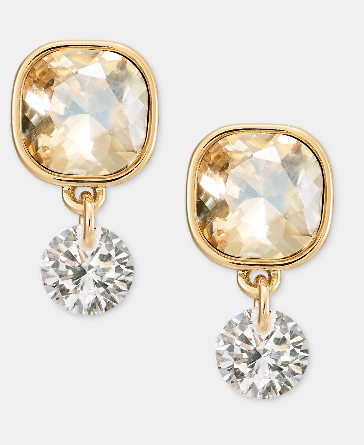 Dkny Cubic Zirconia Gold-Tone Drop Stud Earrings