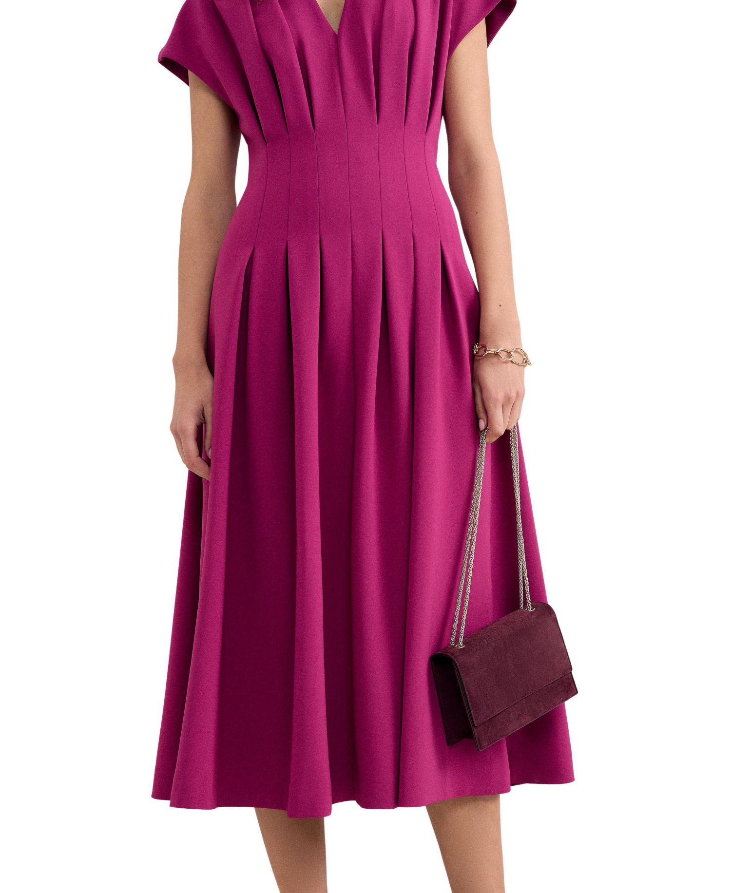 Women's Hanna Pleated V-Neck Midi Dress