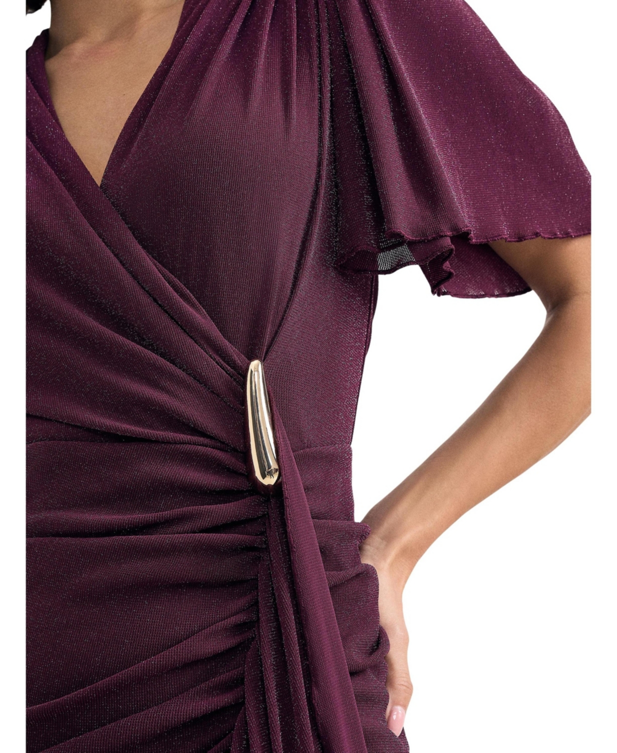 Phase Eight Women's Alexis Shimmering Flutter-Sleeve Wrap Maxi Dress