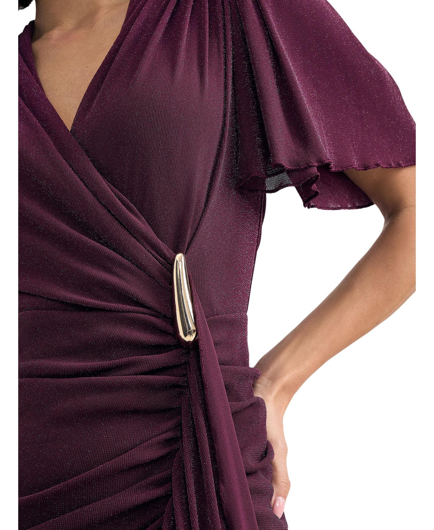 Women's Alexis Shimmering Flutter-Sleeve Wrap Maxi Dress