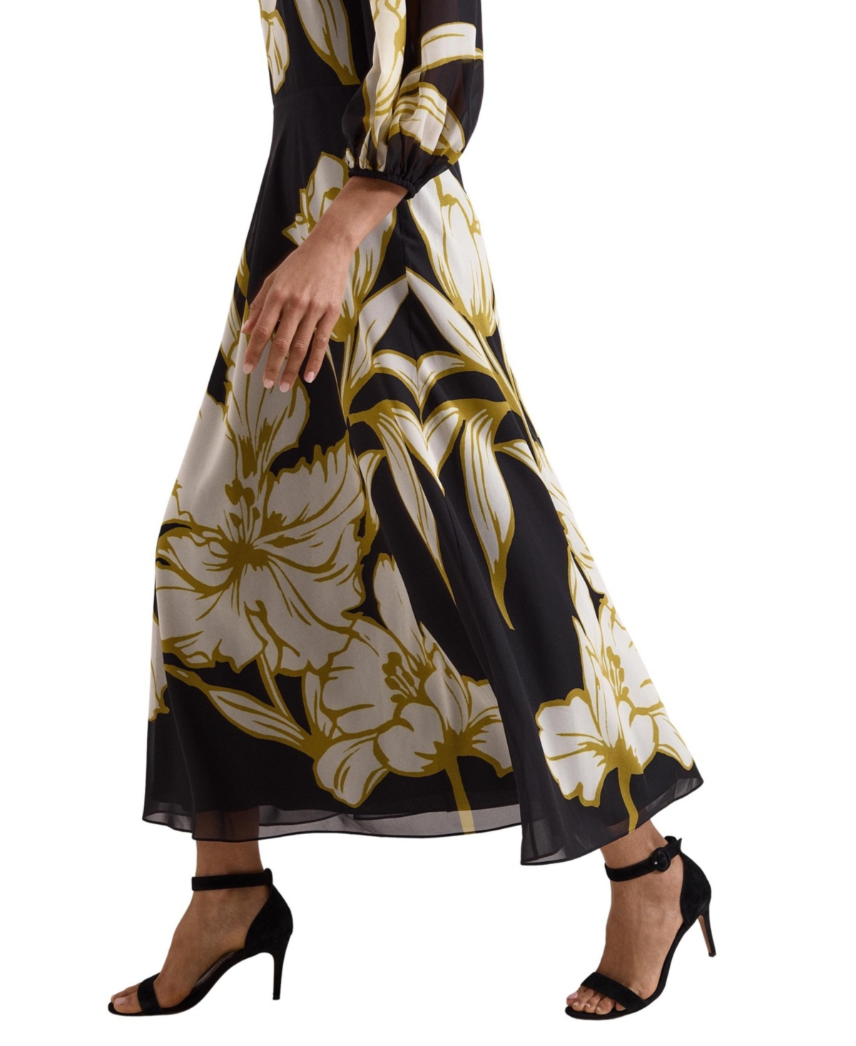 Phase Eight Women's Eve Floral A-Line 3/4 Sleeve Maxi Dress