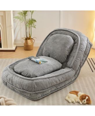 Upholstered Human Dog Bed, Foldable Lazy Sofa Couch with 5 Adjustable Position and 2 Pillows for Bedroom, Living Room