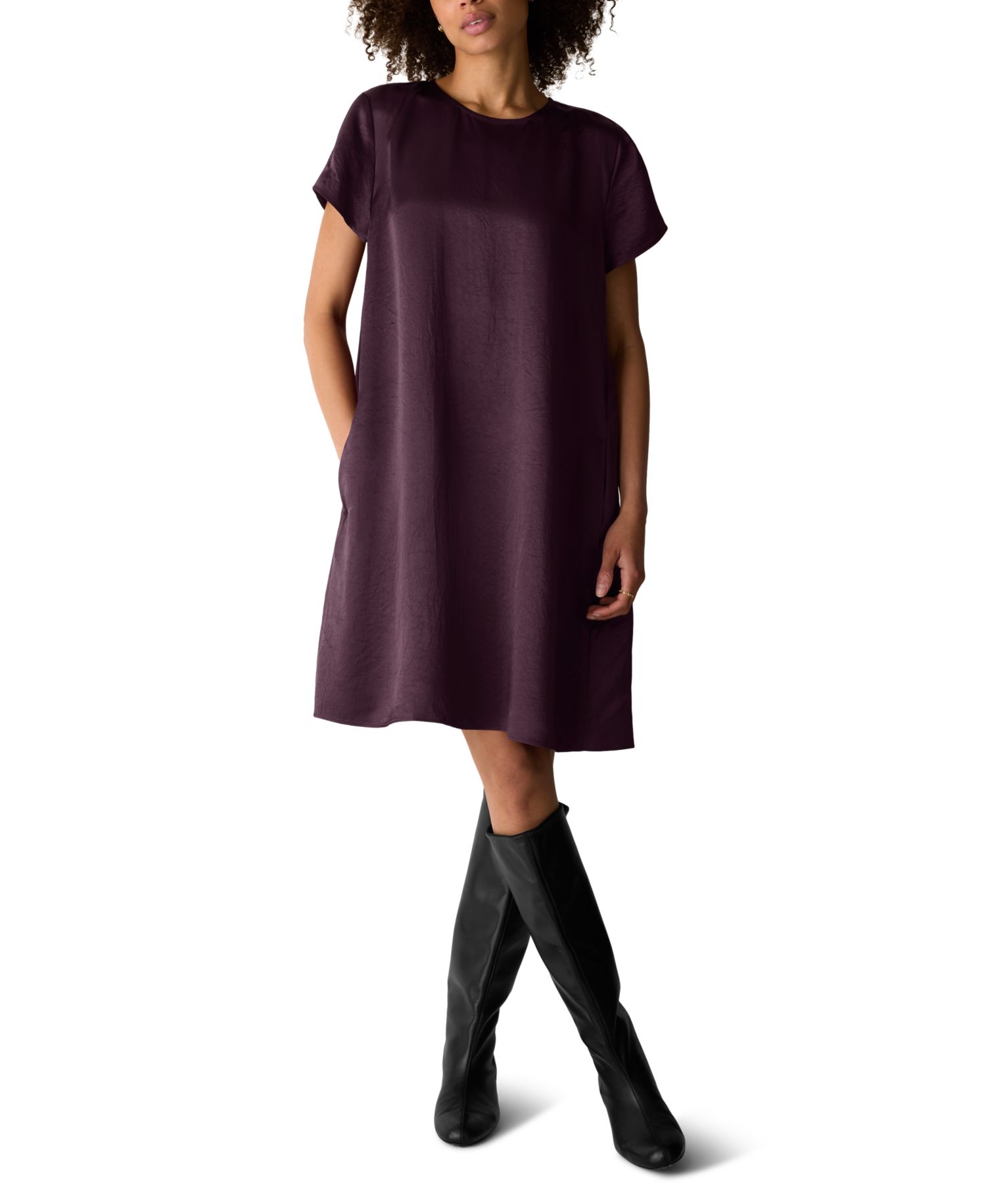 Women's Round Neck Short-Sleeve Knee-Length Dress