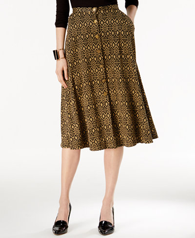 NY Collection Printed A-Line Skirt