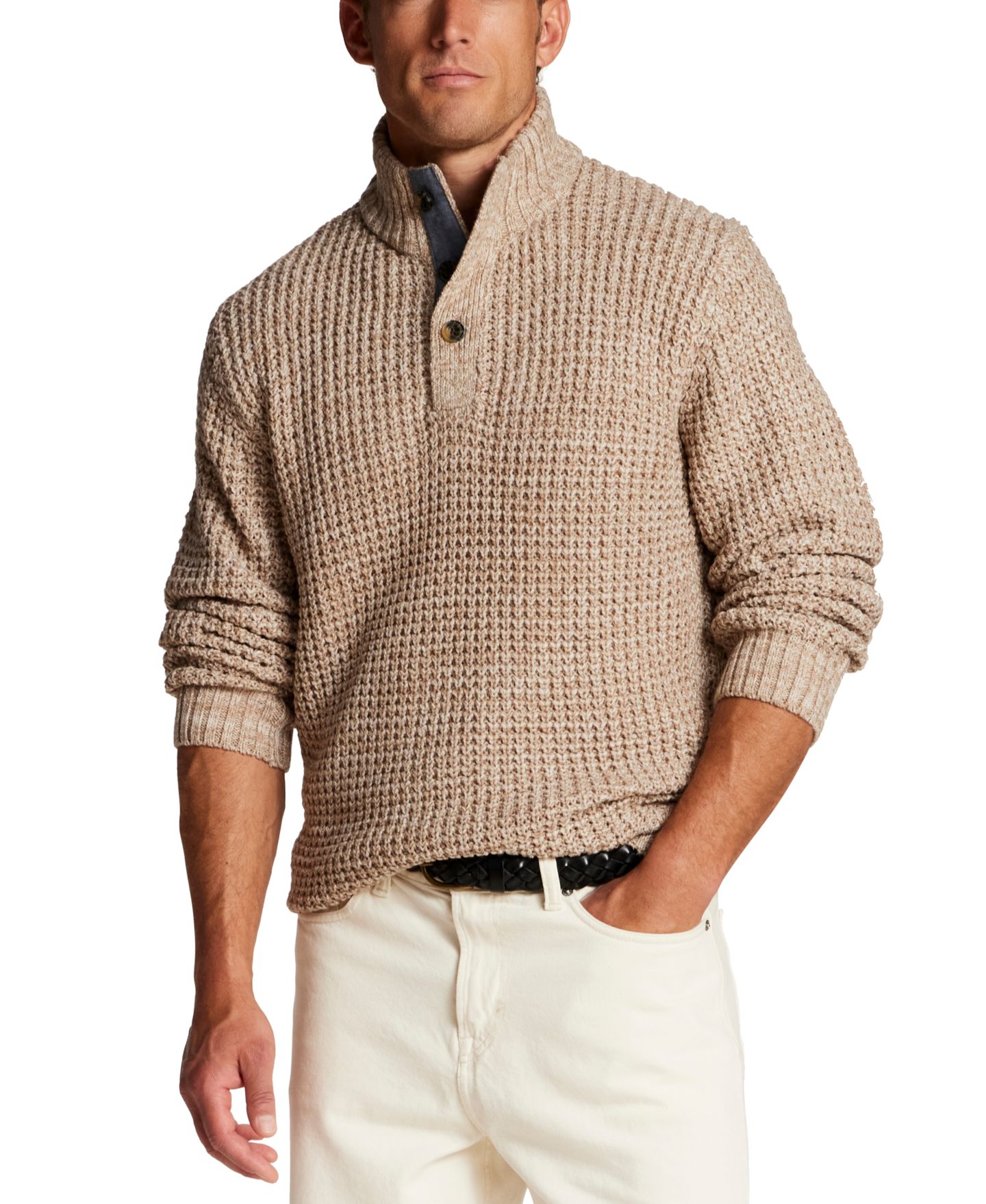 Мужской свитер Weatherproof Vintage Textured Mixy Mockneck, цвет: Бежевый — фото 1