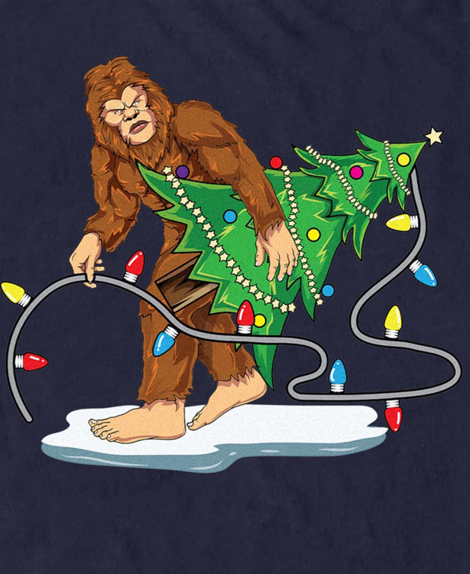 Men's Bigfoot Christmas Cotton T-Shirt