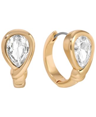 Crystal Teardrop Huggie Hoops Earrings