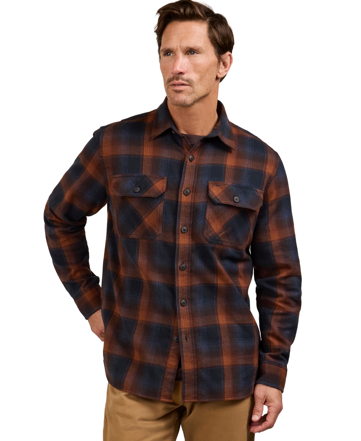 Pendleton Men's Burnside Flannel Long-sleeve Shirt In Navy,brown Plaid