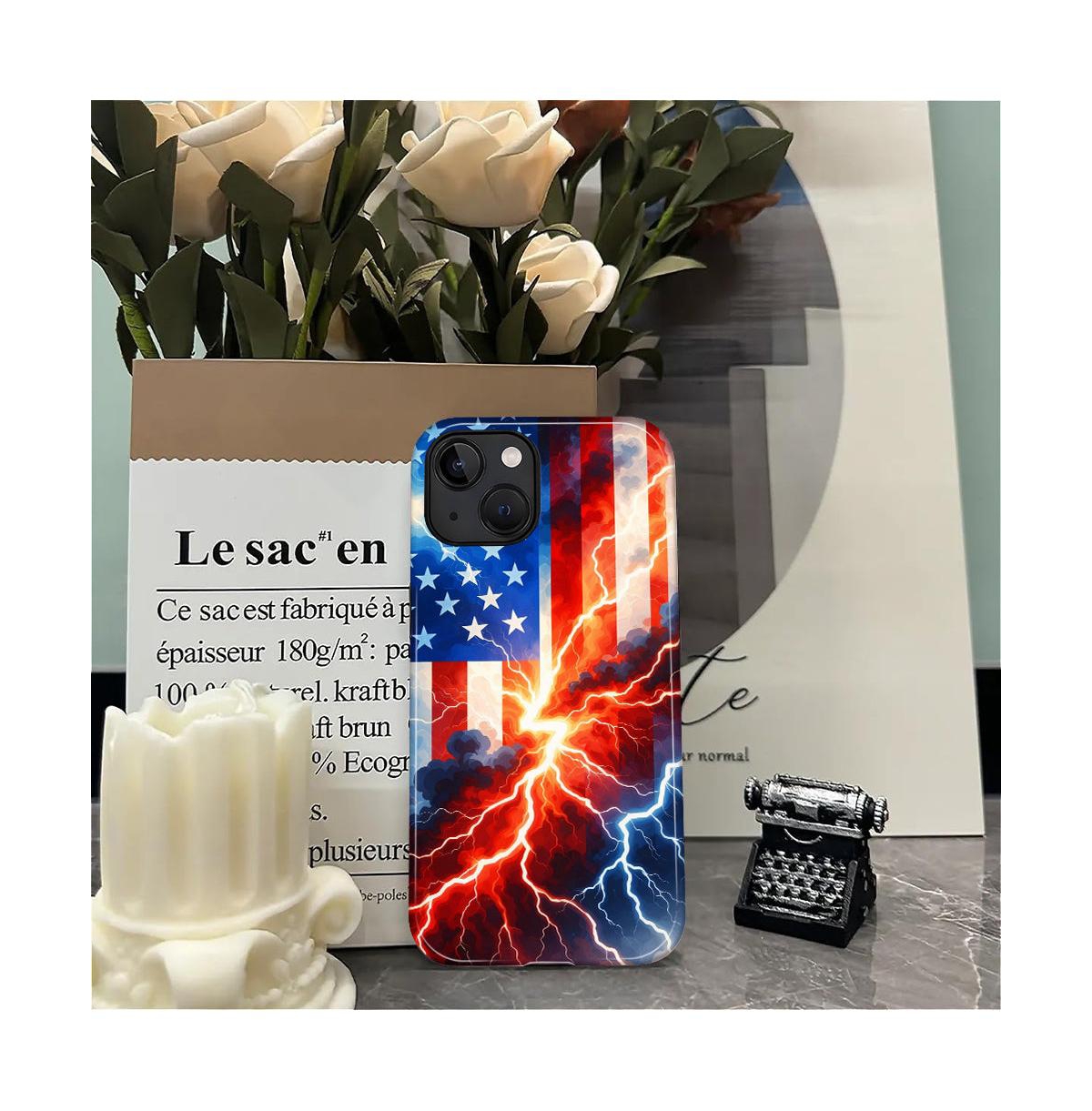 Lisen Lightning of Liberty 2-Layer Anti-Slip Grip Raised Camera Ring Phone Case for Apple iPhone 15
