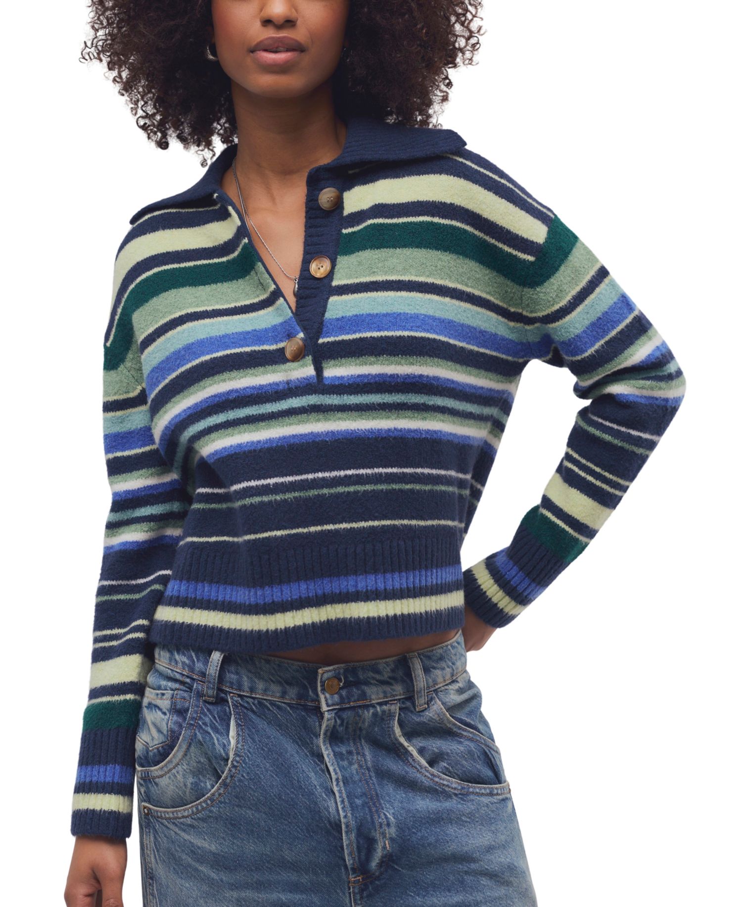 Women's Trading Up Lightweight Stripe Polo Sweater