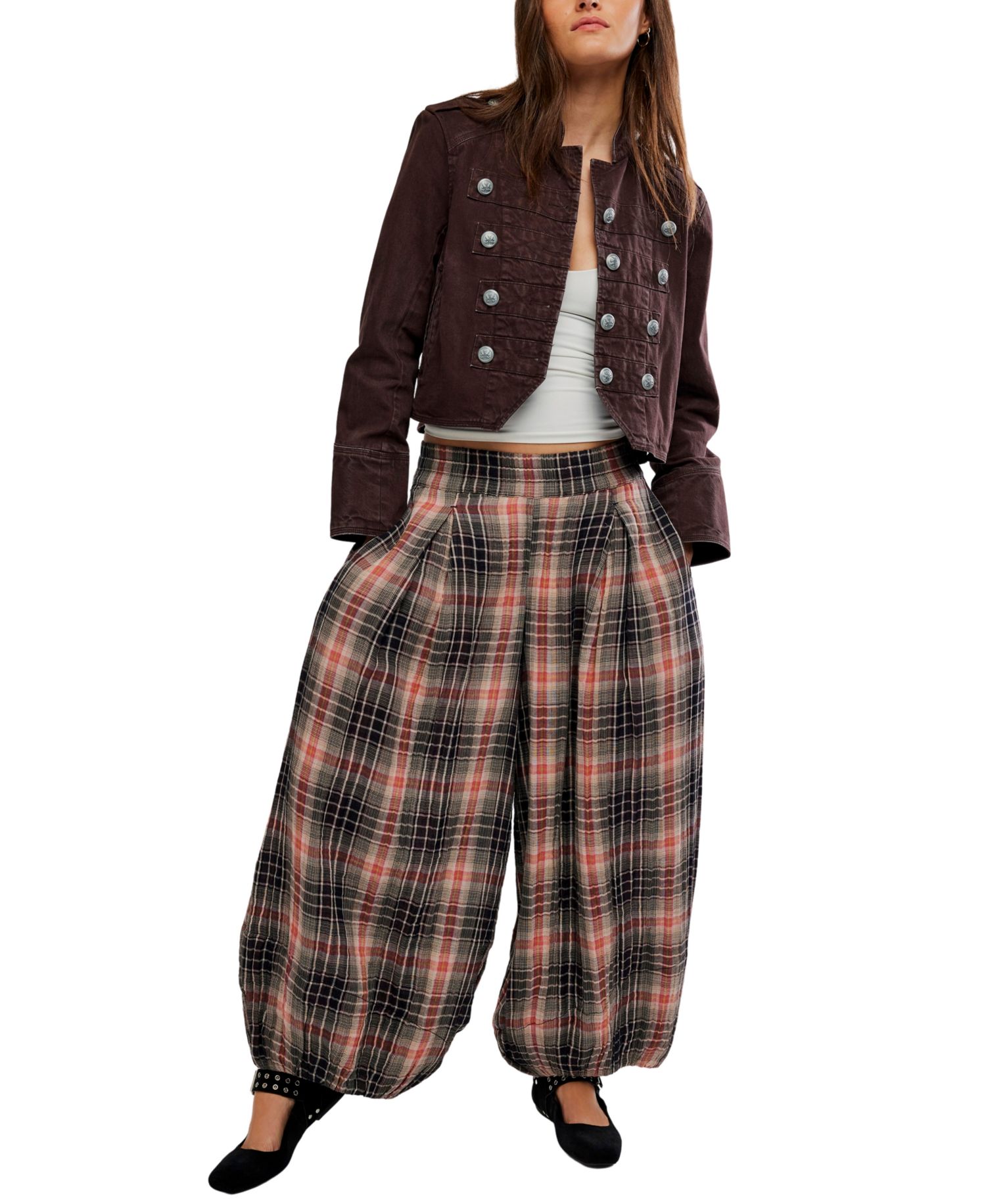 Women's Moonflower Plaid Balloon Pants