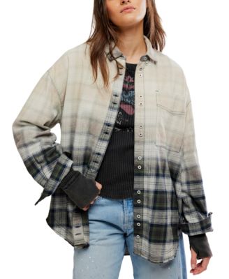 Women's Lexi Plaid Oversized Waffle-Knit Shirt