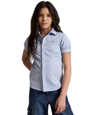 Girls' 7-16 Short-Sleeve Solid Oxford Top