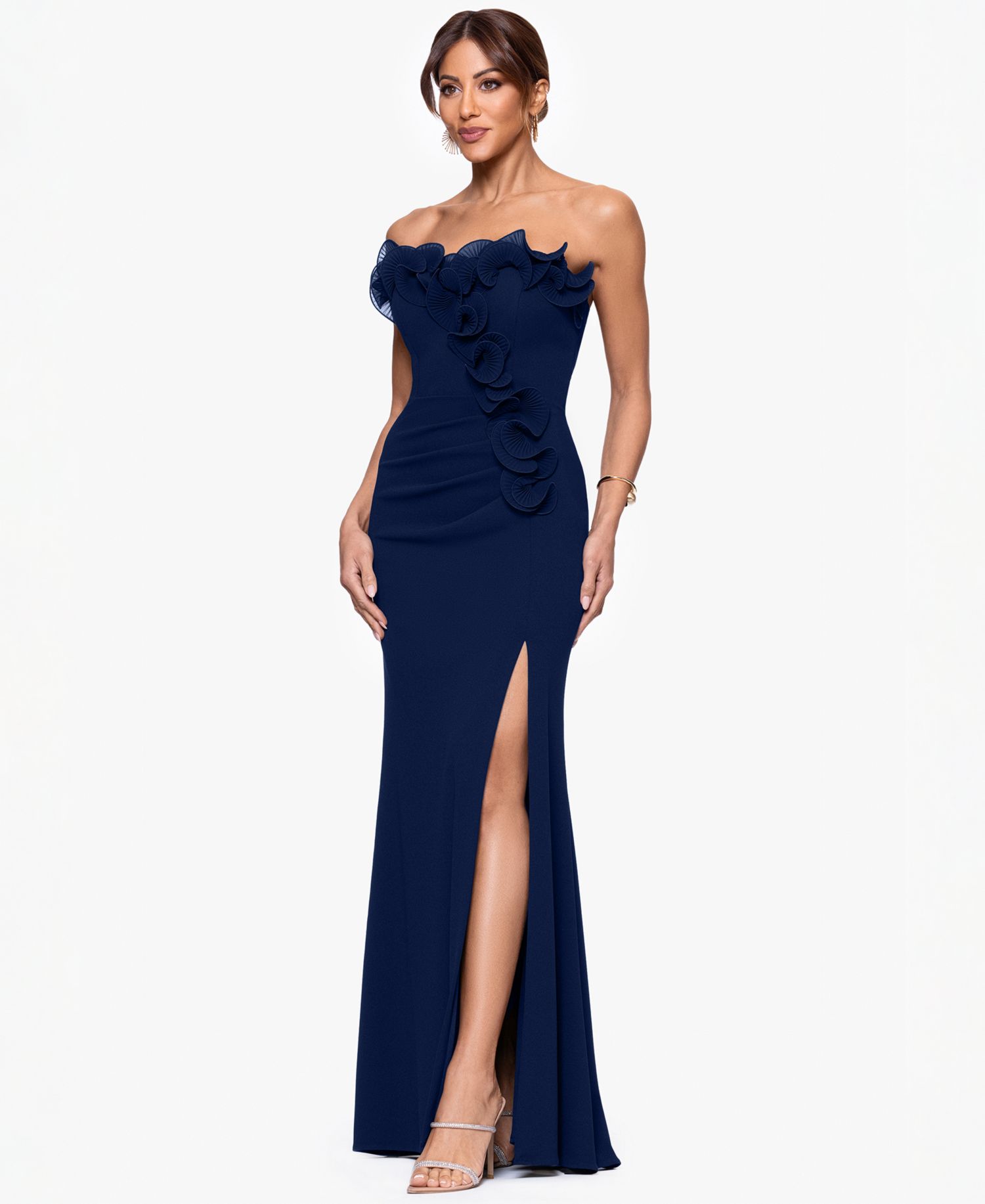 Plus Strapless Long Gown