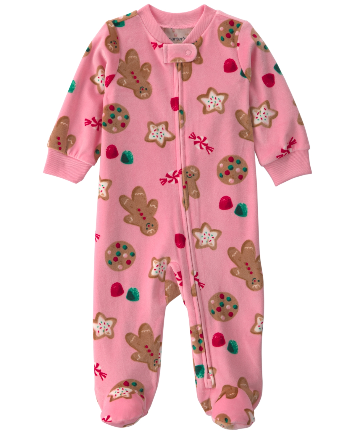 Carter's Baby Girls' Gingerbread Footed 2-way Zip Sleep & Play Pajamas In Pink