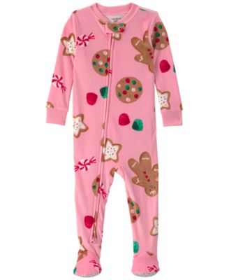 Baby Girls' Christmas Gingerbread 2-Way Zip DreamPlush Footed Pajama