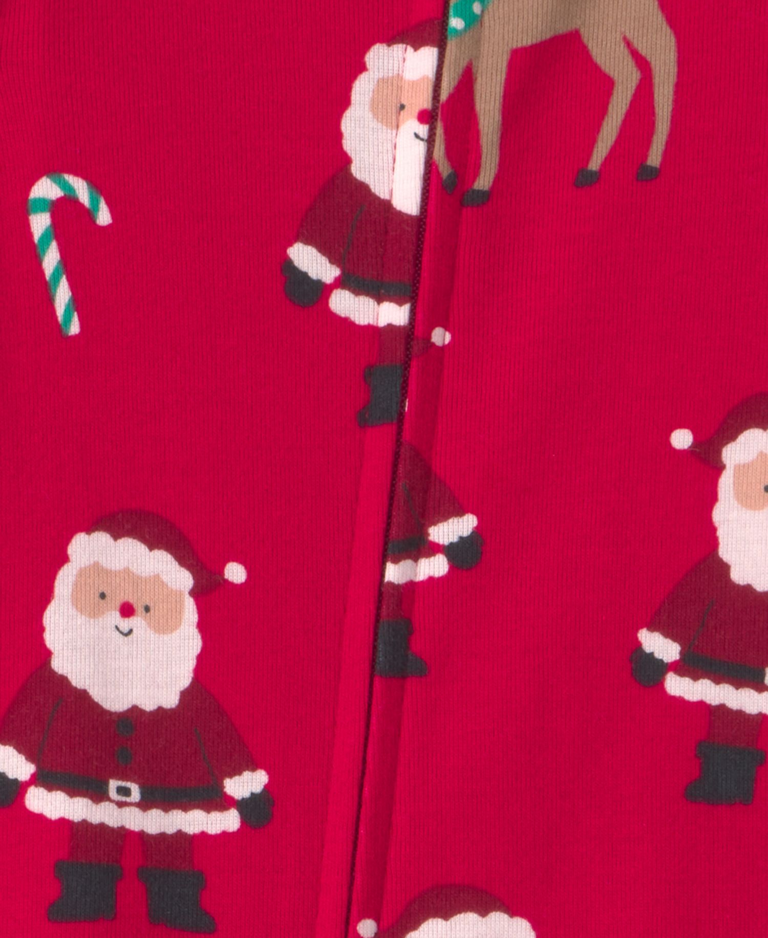 Boys' and Girls' 2-Way Zip Christmas Snug Fit Cotton Footed Pajama