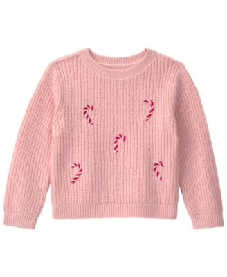 Toddler Girls' 2T-5T Candy Cane Cable-Knit Sweater