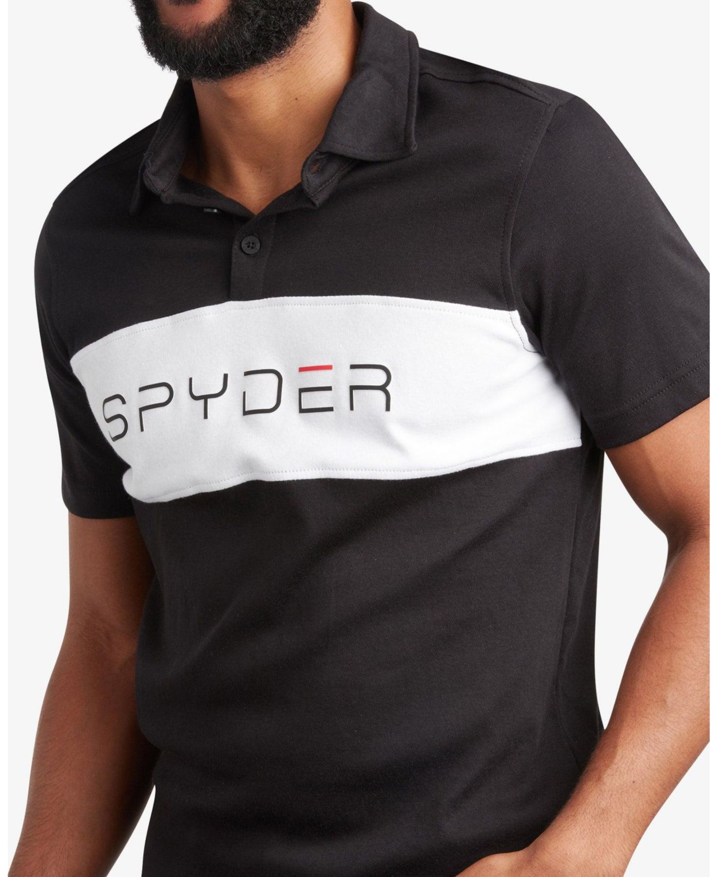 Мужское поло Spyder Color-Blocked Short-Sleeve Polo Shirt, цвет: Чёрный — фото 4