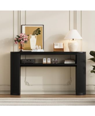 Entryway Table with Open Shelf, Fluted Entryway Tables, Mid-Century Modern Foyer Table, for Entryway, Hallway, Living Room