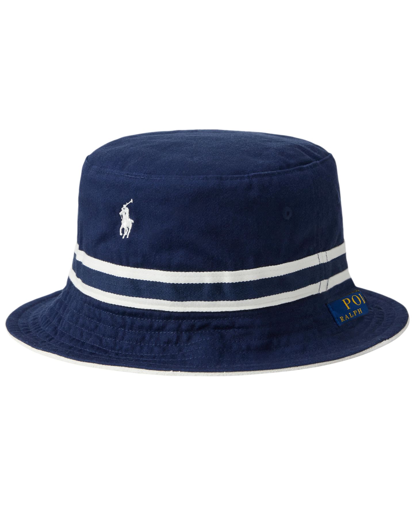 Мужская панама Polo Ralph Lauren US Open Reversible Bucket Hat, цвет: Тёмно-синий / Белый — фото 3