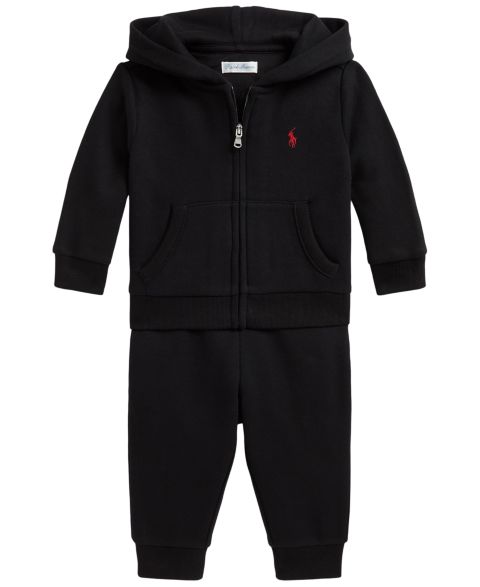 Детский комплект Polo Ralph Lauren для малыша: худи на молнии с капюшоном и брюки, цвет: Чёрный
