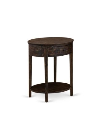 NL14Q-1HI07 2 Piece Bed Set - 1 Bed Brown Taupe Velvet Fabric Headboard and 1 Night Stand - Distressed Jacobean Finish Nightstand