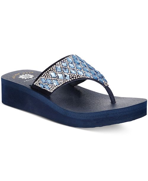 yellow box flip flops wedge