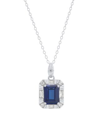 Sapphire (2-7/8 ct. t.w.) & White Sapphire (1/2 ct. t.w.) Pendant Necklace in Sterling Silver, (Also in Emerald & Ruby)